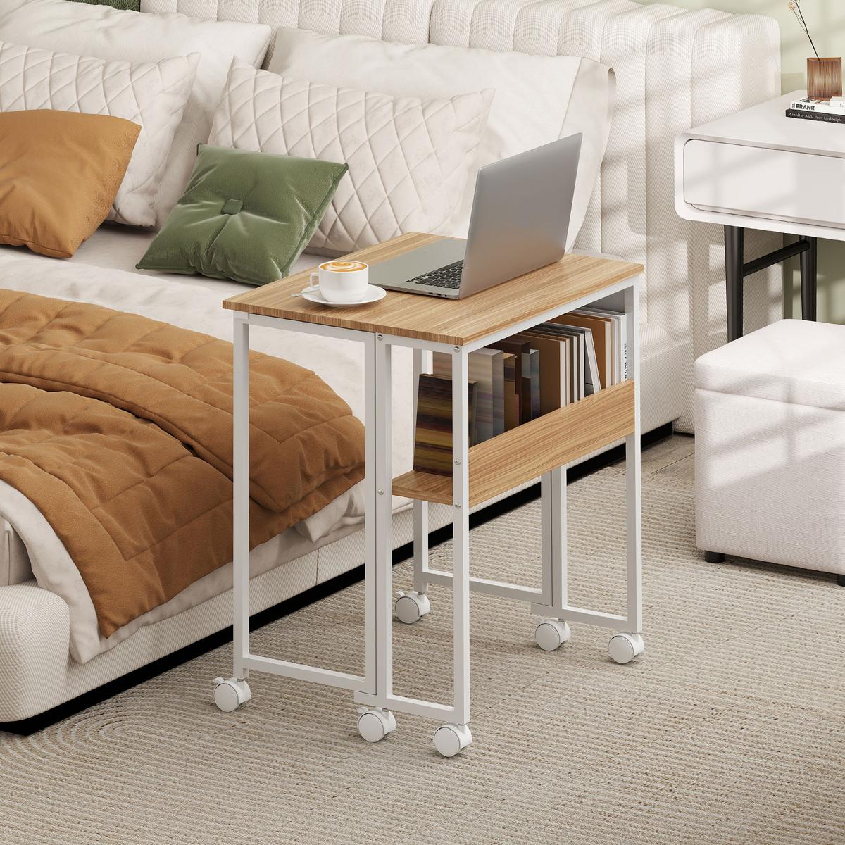 KLAPPBARER-SCHREIBTISCH MDF Stahl Naturholz - Naturfarben, Metall (63/50/75cm) - HOMCOM