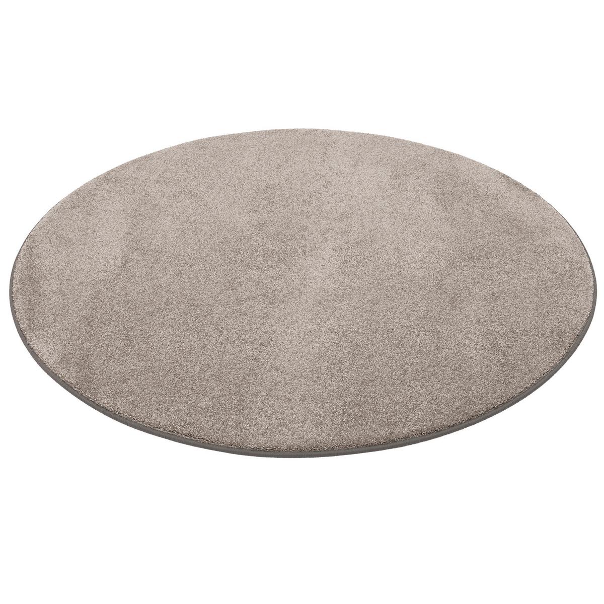 HOCHFLOR LUXUS VELOURS TEPPICH TOUCH RUND - Taupe, Textil (100/100cm) - Snapstyle