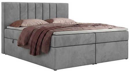 BOXBETT INERO 200/200 - Hellgrau Velvet - Topper Visco - H3 - Hellgrau/Schwarz, Kunststoff/Textil (200/200cm) - MKS