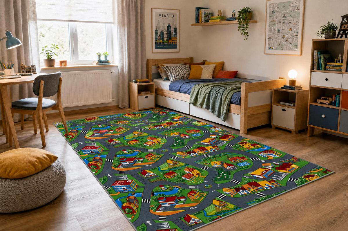 TEPPICH LITTLE VILLAGE 100/100 cm - Multicolor, Textil (100/100cm) - rugsX