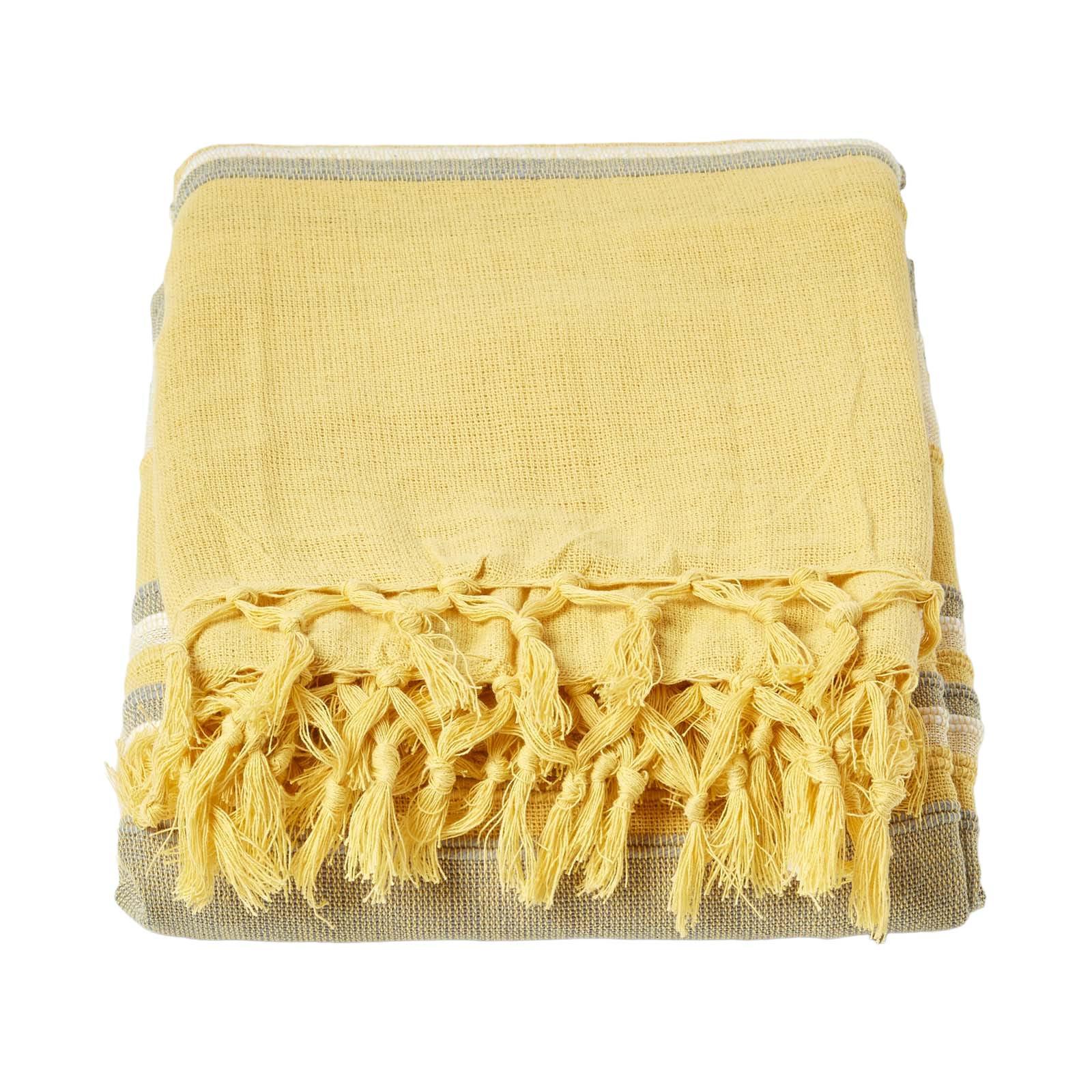 WOHNDECKE Morocco 150/200 cm, 100% Baumwolle gestreift - Gelb, Textil (150/200cm) - Homescapes