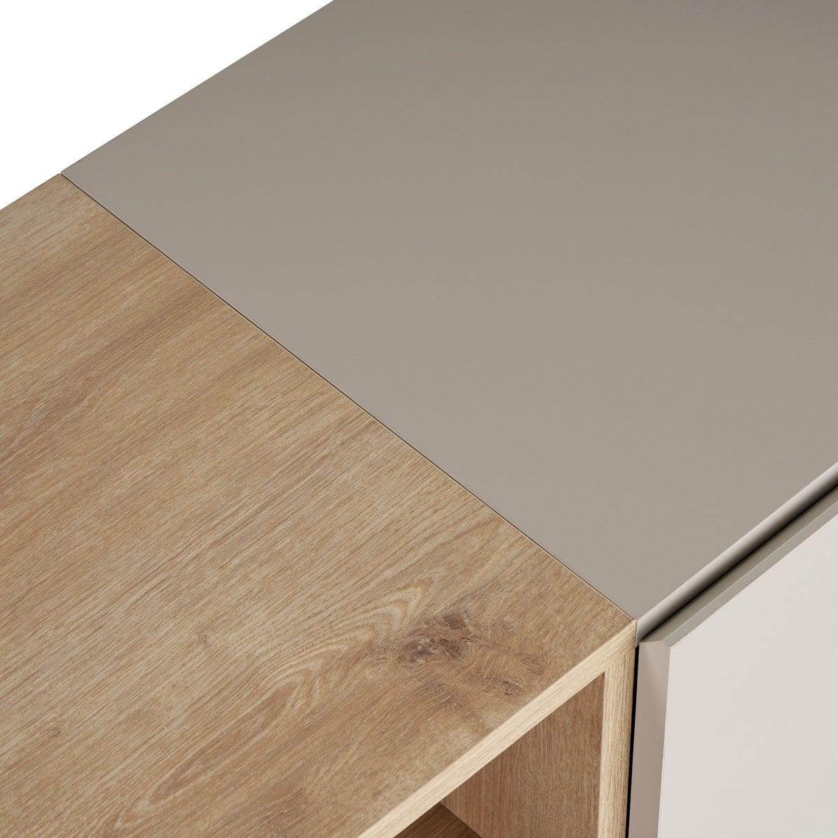 SIDEBOARD mit 4 Türen und 1 Nische, Kaschmir und Holzdekor 40/80/160 cm - Beige, Holzwerkstoff (40/80/41.5cm) - Calicosy