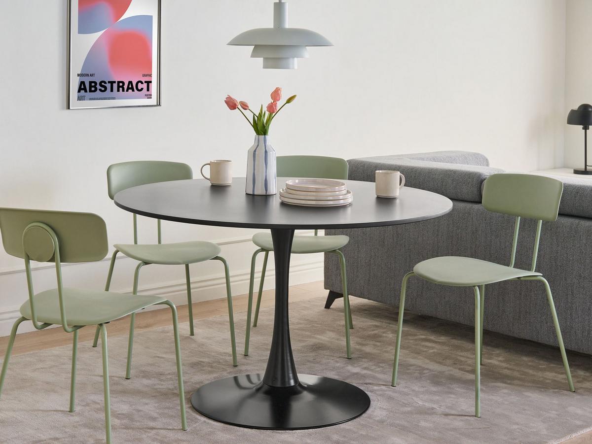ESSTISCH Schwarz 120/120 cm Boca - Schwarz, Holzwerkstoff (120/120/74cm) - Beliani