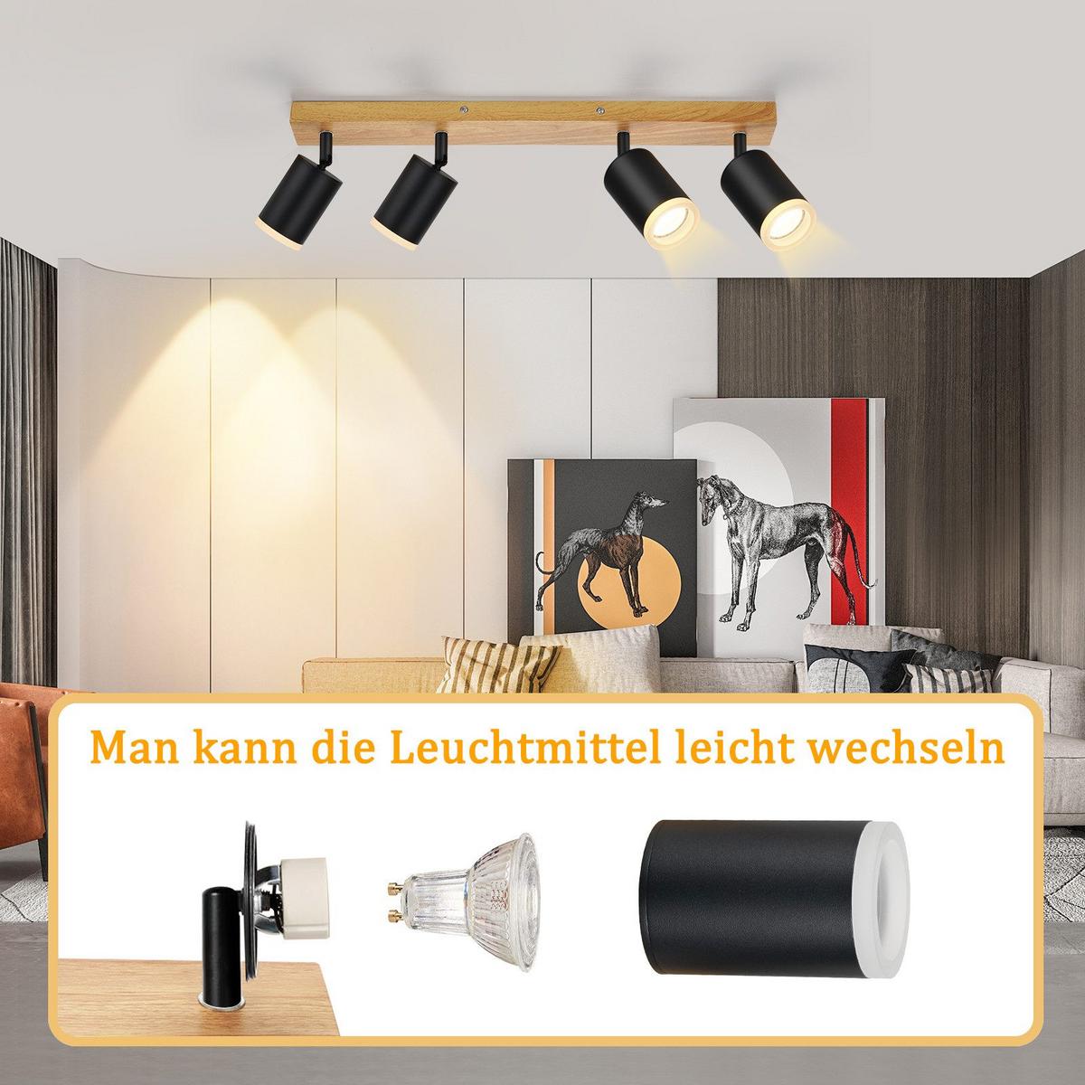 DECKENSTRAHLER Barsinghausen 4-flammig 54/6/15 cm - Schwarz, Metall (54/6/15cm) - Nettlife