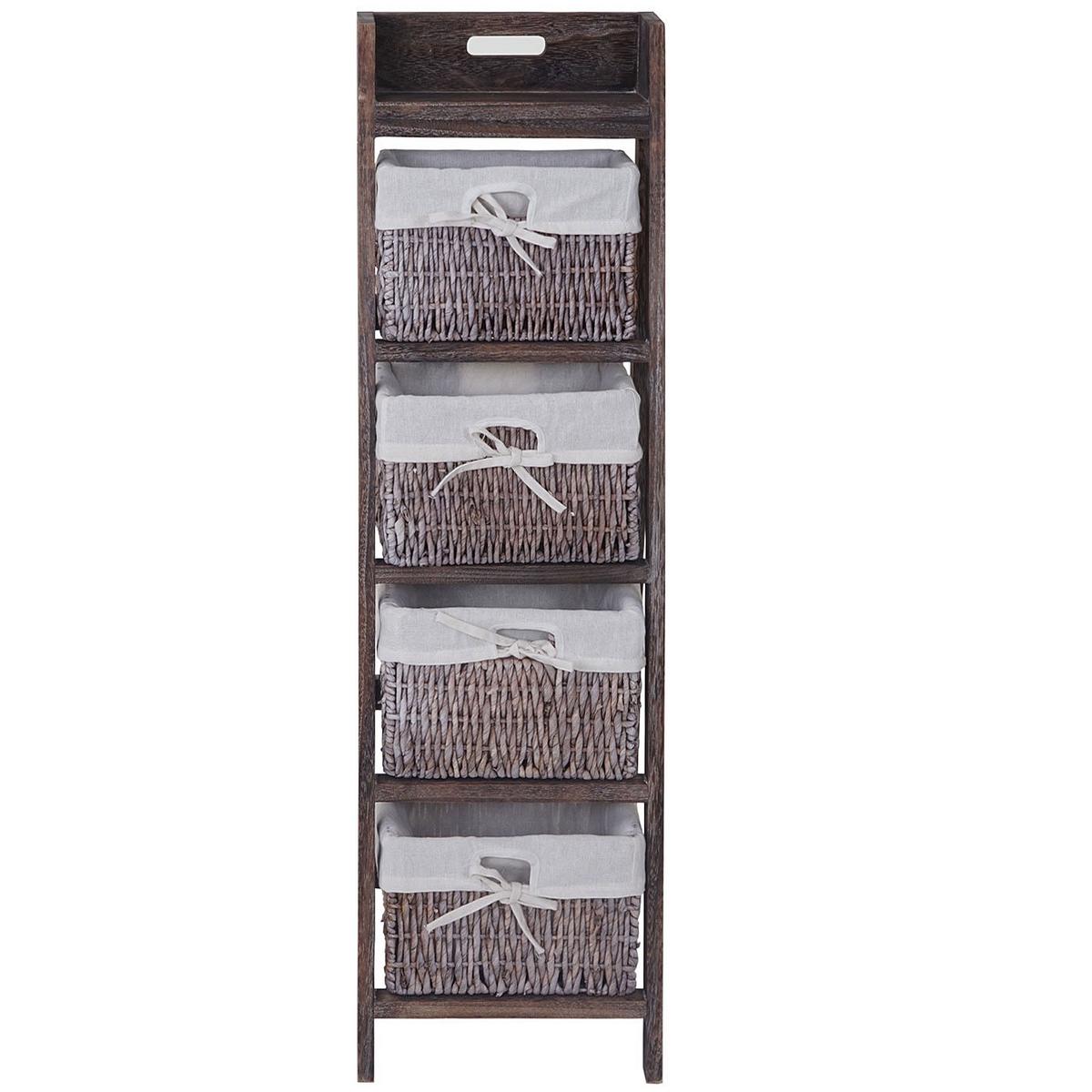 LEITERREGAL FRANCA SHABBY-LOOK 4 KÖRBE Braun - Braun, Holz (30/101/35cm) - MCW