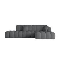 ECKSOFA mit Schlaffunktion Ottomane RECHTS OLEA-L2 321x164x75 Dunkelgrau Cord - Taupe/Schwarz, Holzwerkstoff/Kunststoff (164/321cm) - ALTDECOR