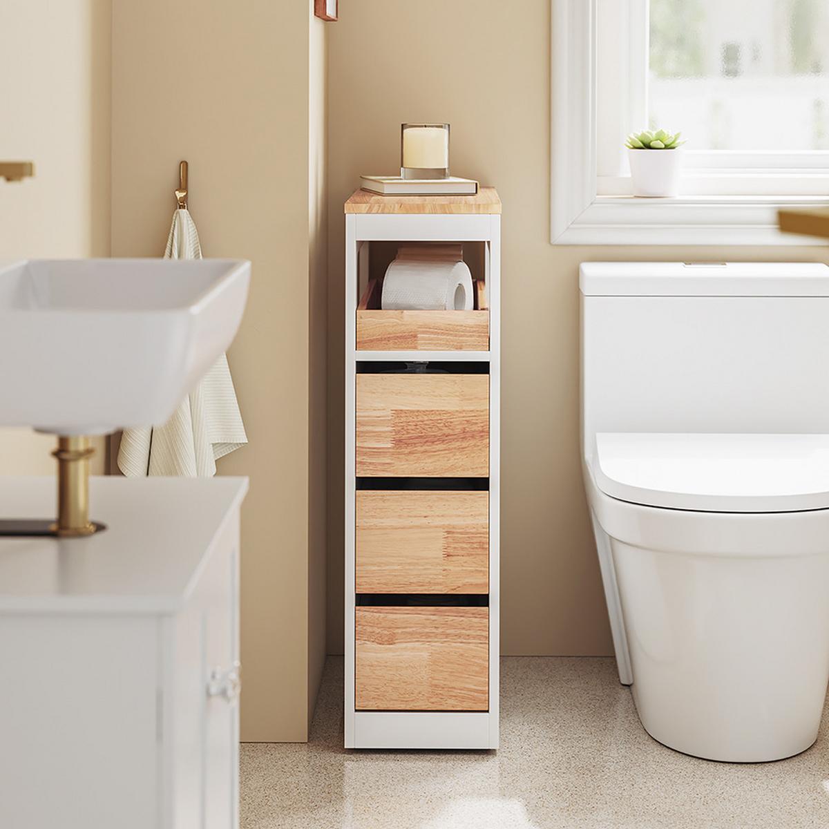 SCHRANK zur Toiletten-Nutzung BZR54-III-WN - Ahornfarben, Fell (65/82/23cm) - SoBuy