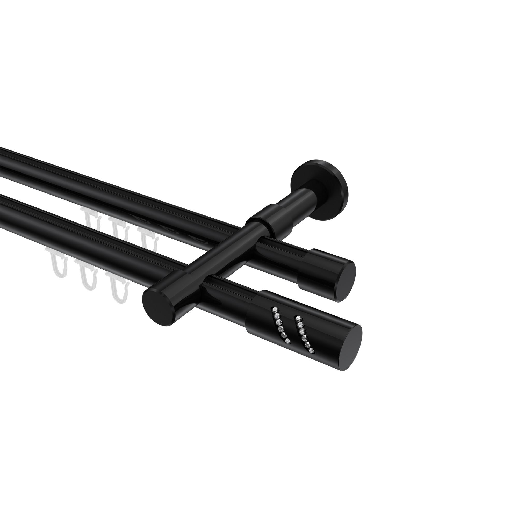 GARDINENSTANGE INNENLAUF Prestige Zoena 360 cm (geteilt in 2 x 180 cm), 2-läufig, 20 mm Ø Schwarz - Schwarz, Metall (360cm) - INTERDECO