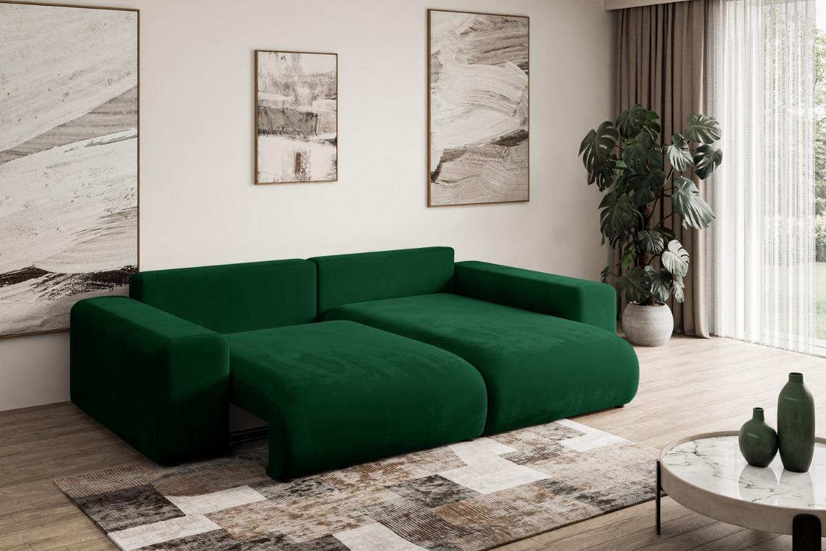 ECKSOFA Ottomane rechts ESKAR-L 266x176x72 Dunkelgrün Cord - Dunkelgrün/Schwarz, Holzwerkstoff/Kunststoff (176/266cm) - ALTDECOR