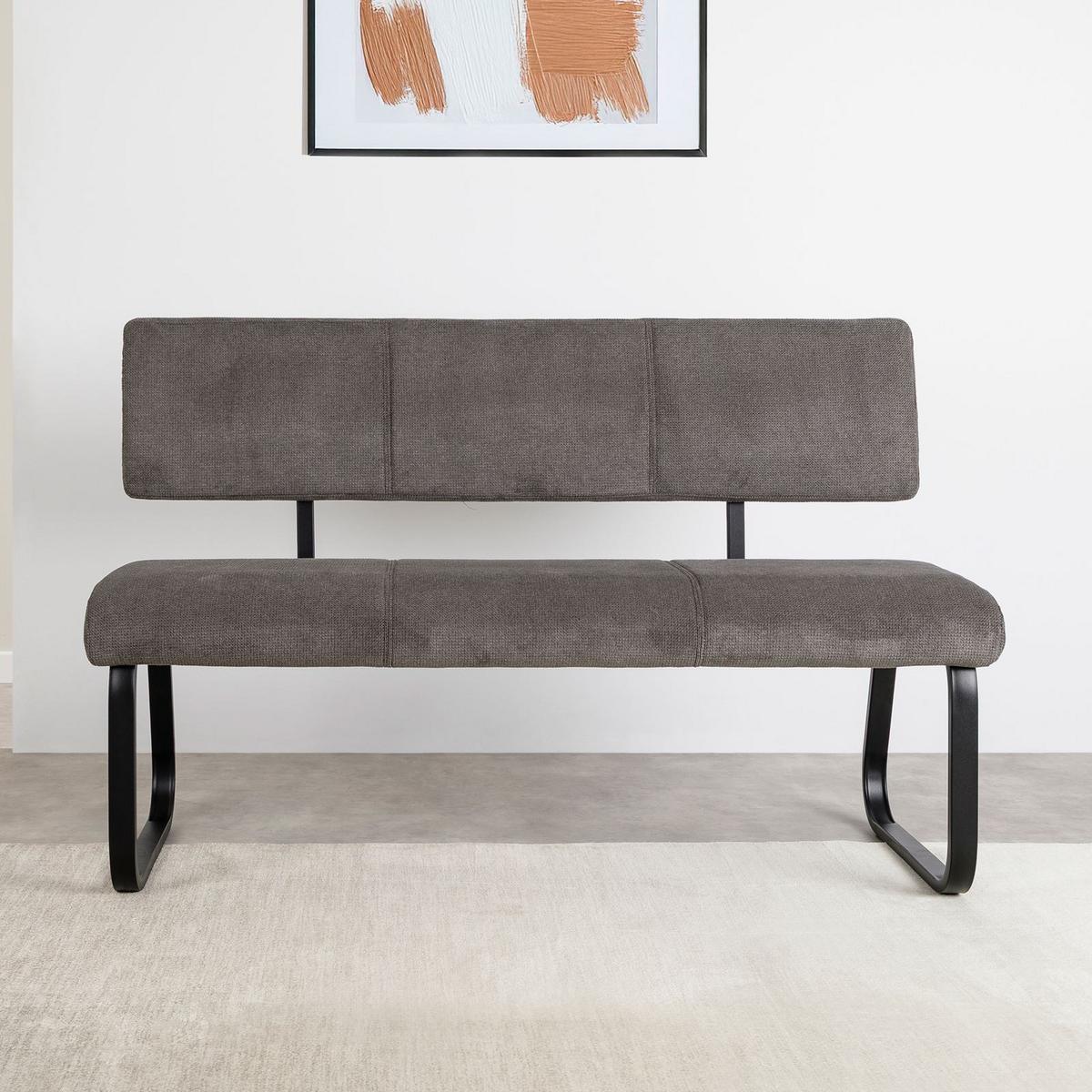ESSZIMMERBANK VILAS schwarz, dunkelgrau - Schwarz, Textil/Metall (136/89/59cm) - IDIMEX