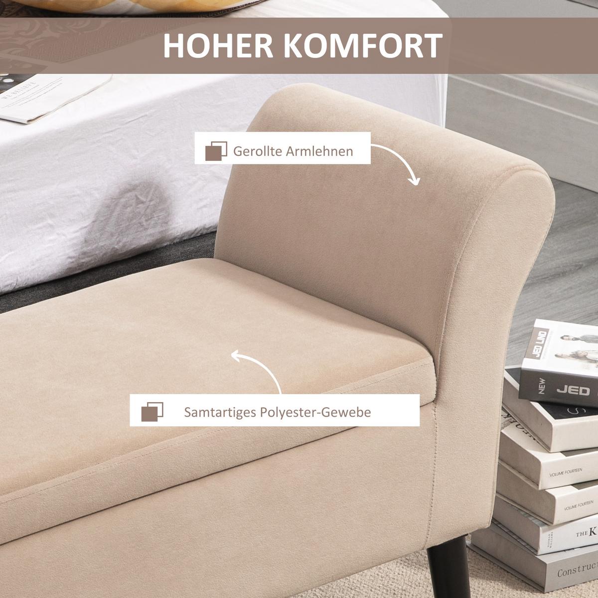 TRUHENBANK modern Gummiholz Beige - Beige, Kunststoff (41/65/111.5cm) - HOMCOM