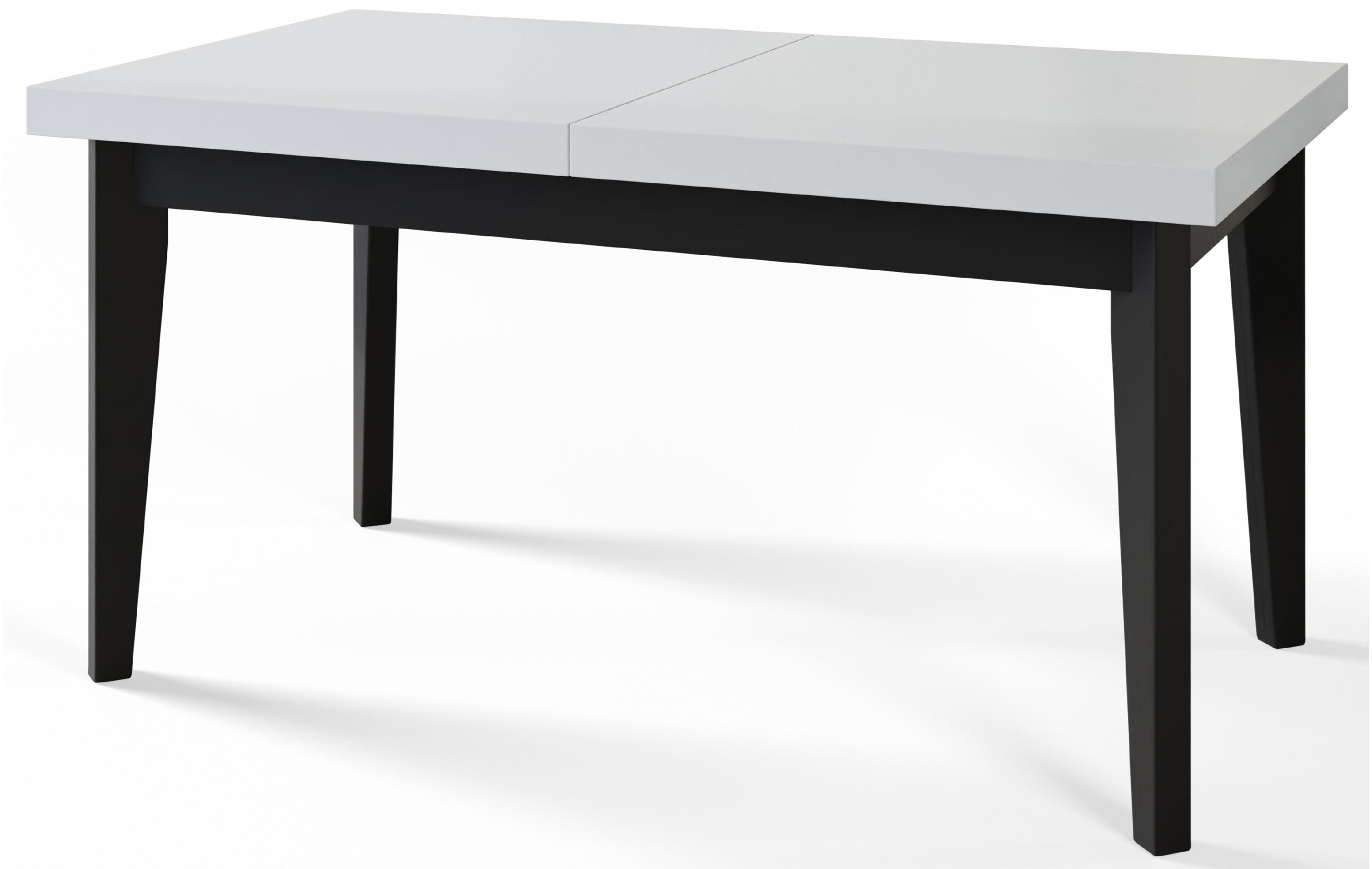 RECHTECKIGER Esszimmertisch SKANDI, ausziehbarer Tisch, Größe: 120-160X80X78 cm, Wohnzimmertisch Farbe: Weiß, mit Holzbeinen in Farbe Schwarz - Schwarz/Weiß, Holzwerkstoff (120/80/78cm) - Alpi-Möbel