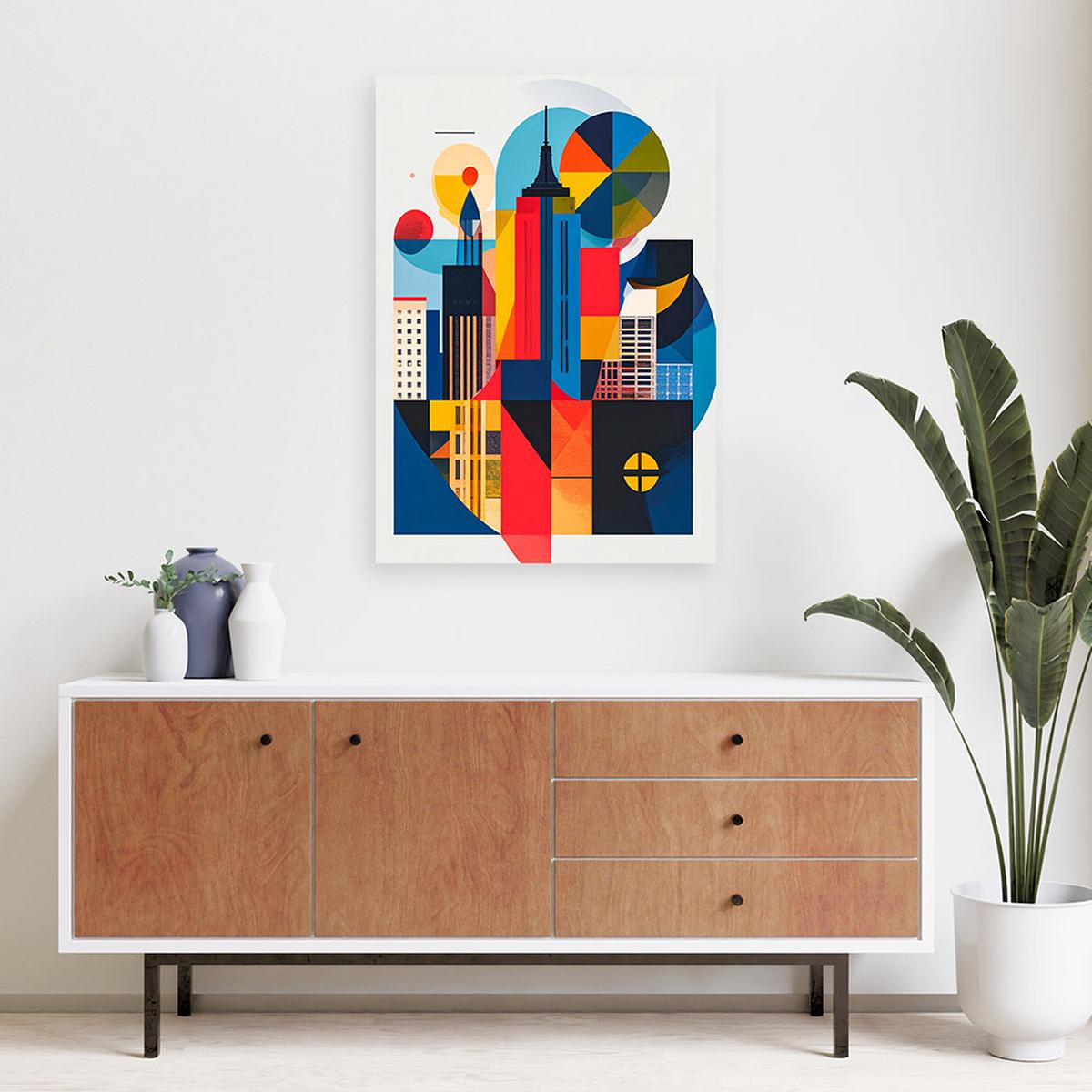 LEINWANDBILD New York Abstraktion im Bauhaus-Stil 60x90cm - Multicolor, Textil (60/90cm) - Feeby