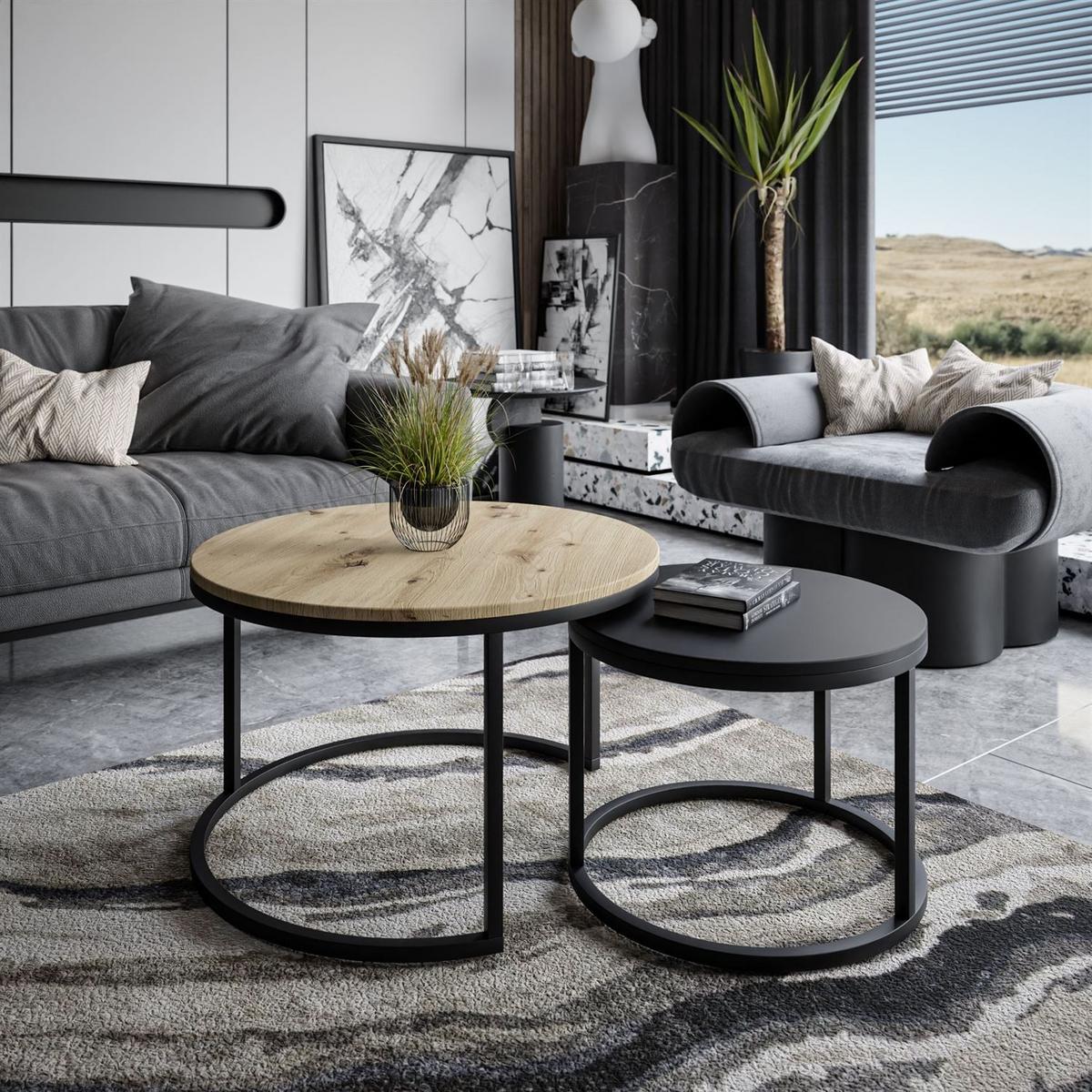 COUCHTISCH CIRI MIX SLIM 2-in-1 - Hellbraun, Holzwerkstoff (70/70/48cm) - Lookway