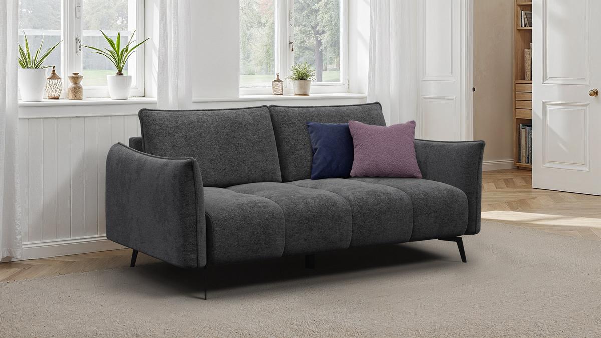 SOFA AERA 2,5-Sitzer, dunkelgrau - Dunkelgrau/Schwarz, Holz/Textil (187/89/96cm) - Wozimo