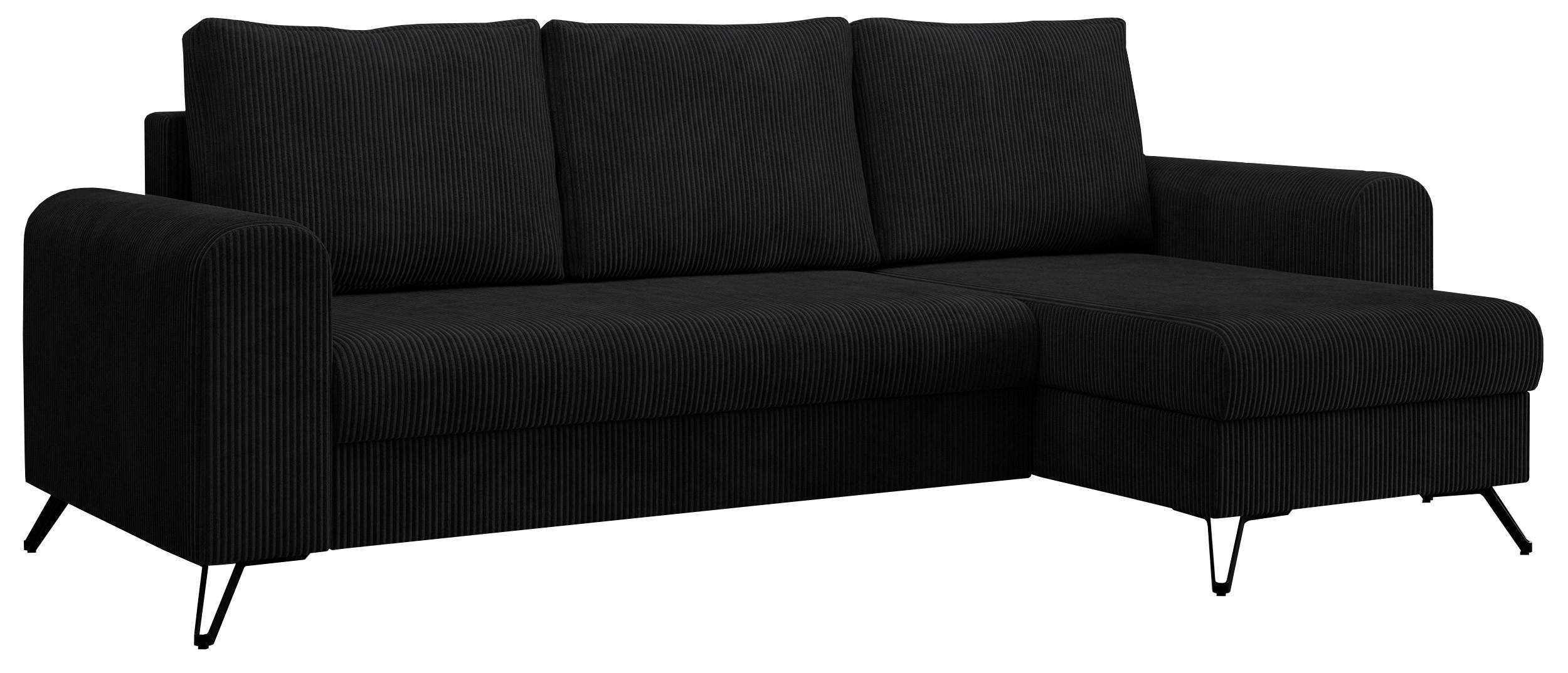 ECKSOFA Hugo Cord Schwarz - Schwarz, Textil/Metall (242/140cm) - MKS
