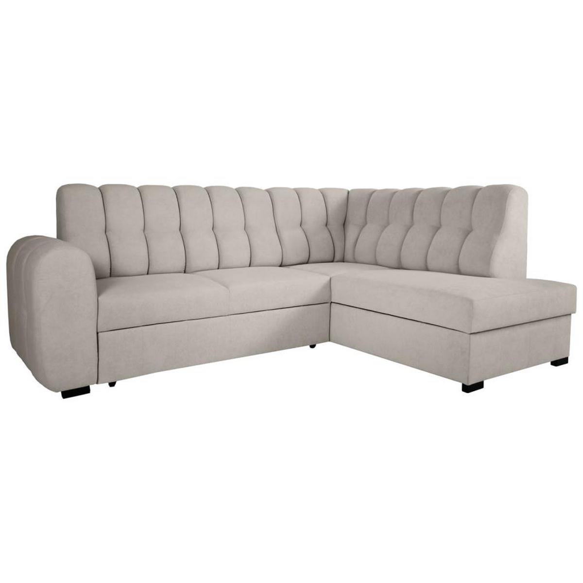 ECKSCHLAFSOFA Zoja rechts cappuccino - Schwarz/Cappuccino, Textil (261/193cm) - Beautysofa