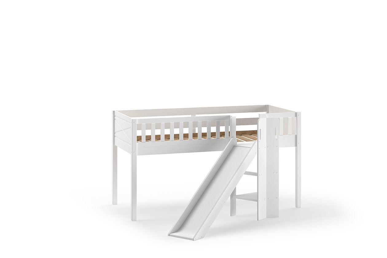 HOCHBETT mit Rutsche Karyl 208x114x204 aus Massivholz in Weiß - Weiß, Holz (90/200cm) - 58aufmkessel