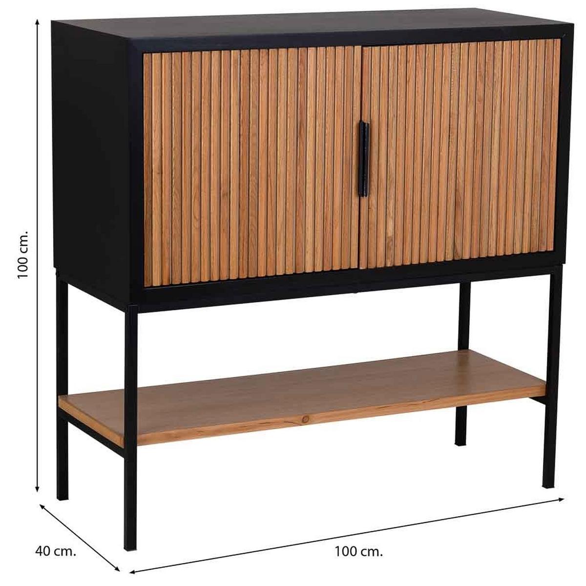 SIDEBOARD 2 türen holz und metall 100x40x100 cm - Braun, Holz (100/100/40cm) - Wanderlust
