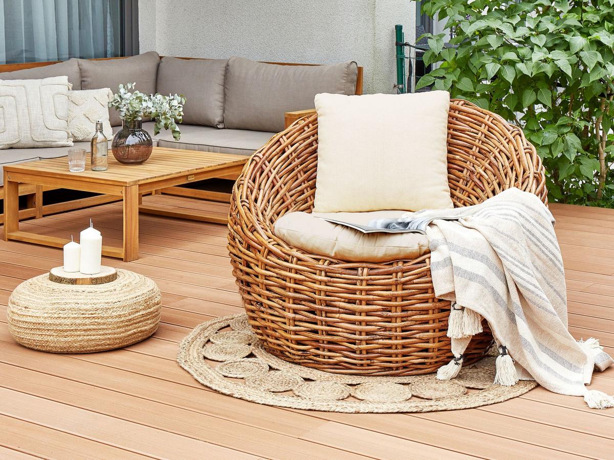 RATTANSTUHL Rattan natürlich Lerici - Naturfarben, Naturmaterialien (97/80/55cm) - Beliani