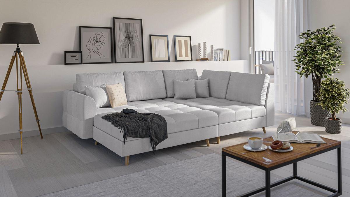 HOCKER Lorine Mikrofaser Grau - Grau, Textil (118/40/73cm) - S-Style Möbel
