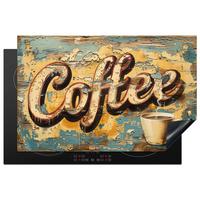 HERDABDECKPLATTE Kaffee - Vintage - Braun - Tasse Ceranfeldabdeckung 80x52 cm - Teakfarben, Kunststoff (80/52/0.2cm) - MuchoWow