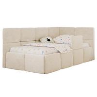 POLSTERBETT ARVO ALTA 90/200 - Creme Struktur - Schaumstoffmatratze - Rechts - Creme, Textil (90/200cm) - MKS
