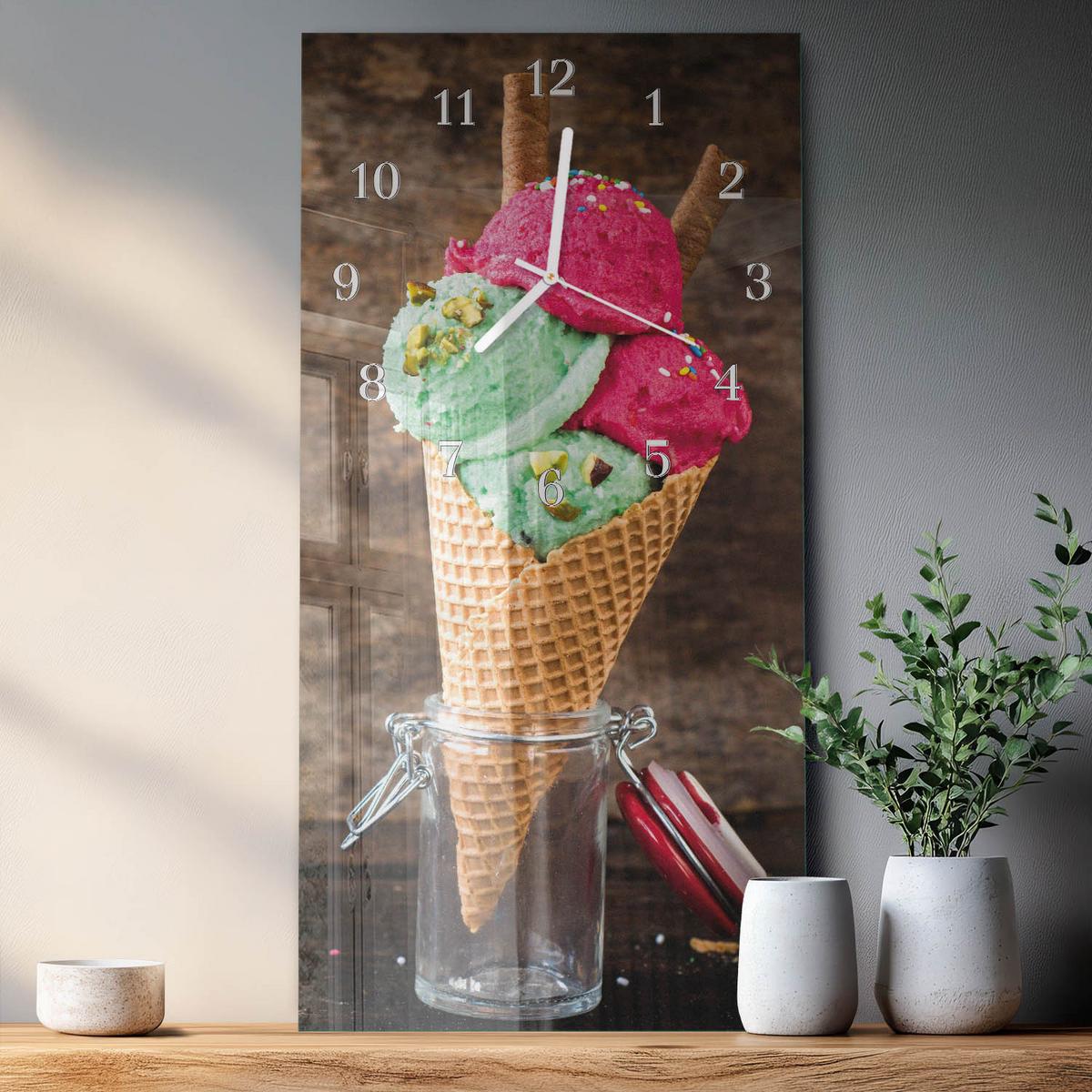 WANDUHR aus Glas 30x60 cm - Eis - Multicolor, Glas (30/60/0.4cm) - TULUP