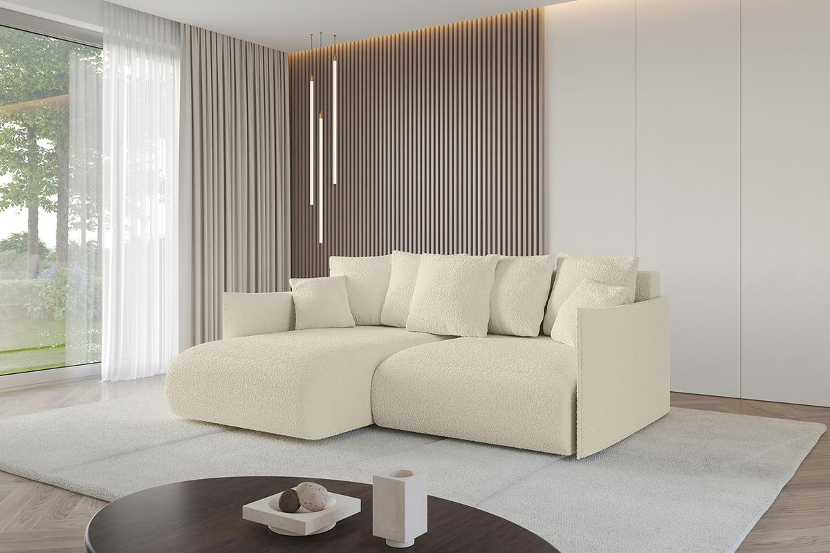 ECKSOFA Ottomane links ONESK-L 216x177x72 Beige Bouclé - Hellbraun/Beige, Holzwerkstoff/Kunststoff (216/177cm) - ALTDECOR