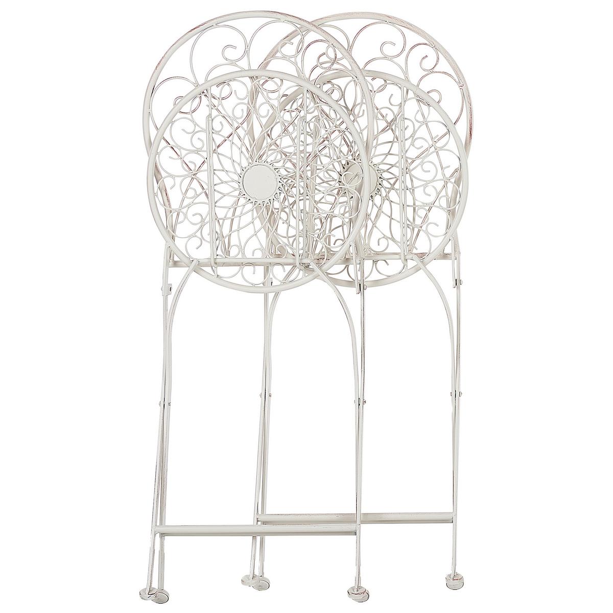 GARTENSTUHL 2er-Set Metall cremeweiß Stiffe - Weiß, Metall (40/95/46cm) - Beliani