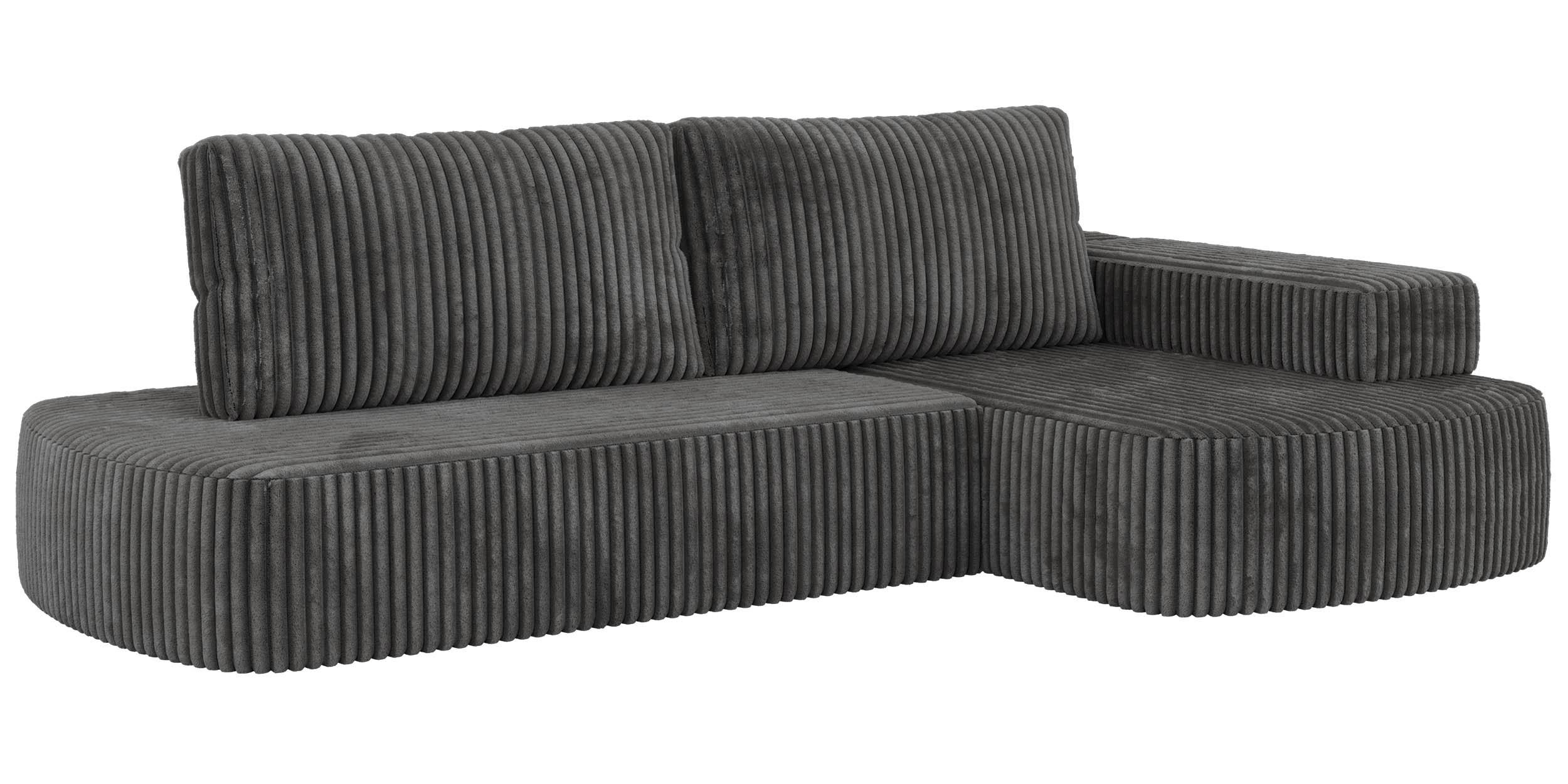 ECKSOFA LIRENA L Cord Grau - Rechts - Grau, Textil (260/160cm) - MKS