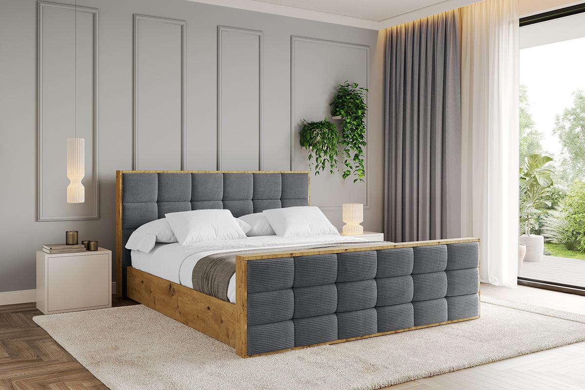 POLSTERBETT mit Bettkasten, Fußteil und Lattenrost, Boxbett ohne Matratze - ENZO2-Z 180x200 Dunkelgrau - Anthrazit, Holzwerkstoff/Textil (180/200cm) - ALTDECOR