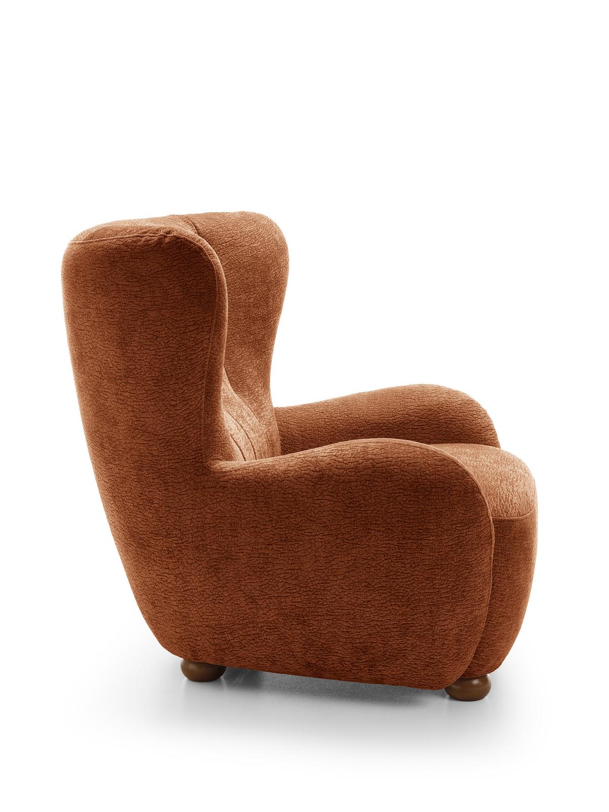 SESSEL MIST, Polstersessel Klassisch Loungesessel, Chenille-Stoff Orange - Orange, Holz/Holzwerkstoff (88/91/100cm) - MASSENO