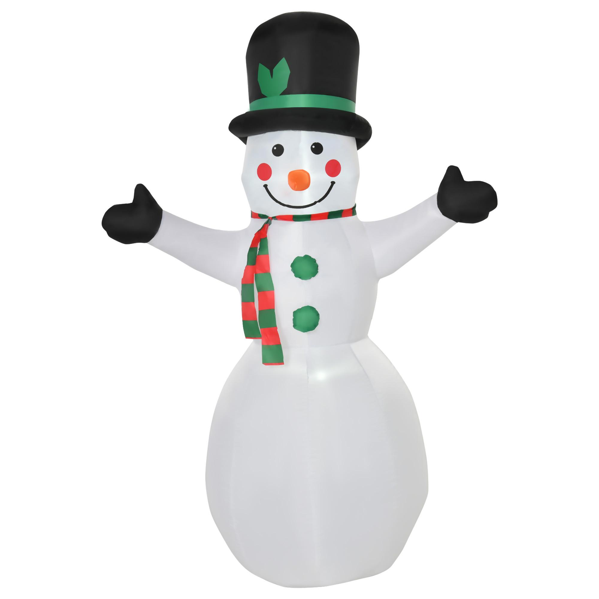 WEIHNACHTSSCHNEEMANN aufblasbarer Schneemann mit 2 Modulleuchten Weiß - Weiß, Kunststoff (72/193/130cm) - HOMCOM