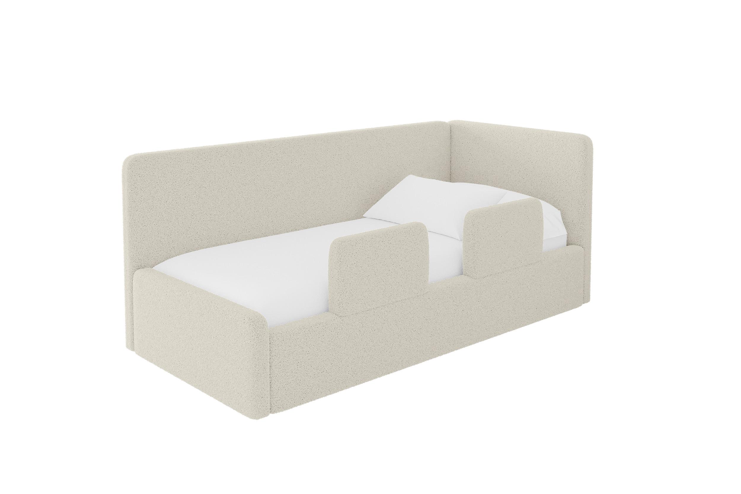 EINZELLBETT Jugendbett mit Bettkasten und Matratze H3/H4, Links - NORY 100x200 Beige - Champagner, Holzwerkstoff/Textil (100/200cm) - ALTDECOR