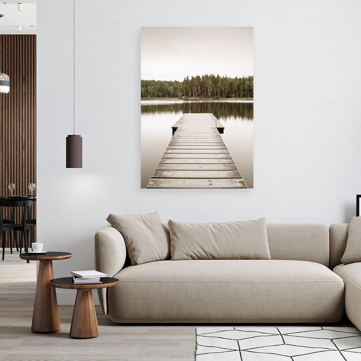 LEINWANDBILD Pier Seewaldblick 70x100cm - Beige, Textil (70/100cm) - Feeby