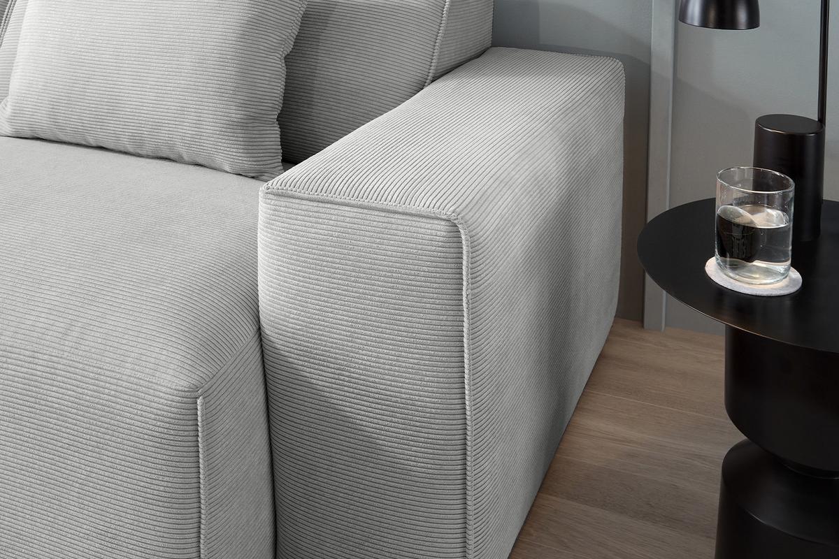 SOFA RANI Silber Cord - Silberfarben/Schwarz, Kunststoff/Textil (256/71/101cm) - KAWOLA