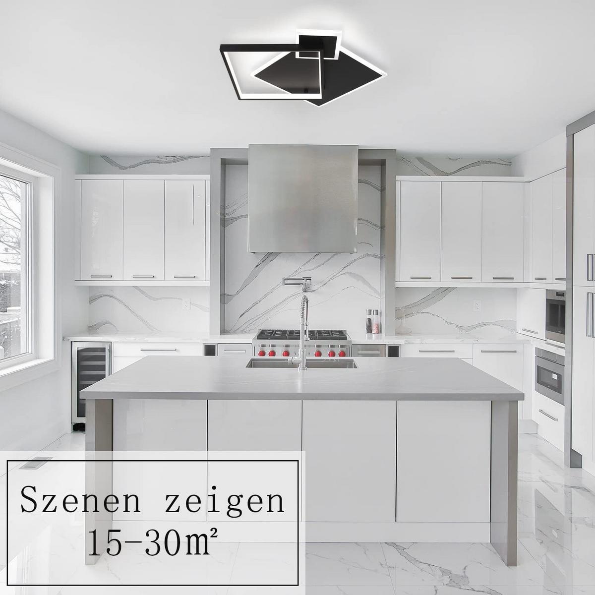 LED-DECKENLEUCHTE Maximilian 46/45/8 cm - Schwarz, Metall (46/45/8cm) - Nettlife