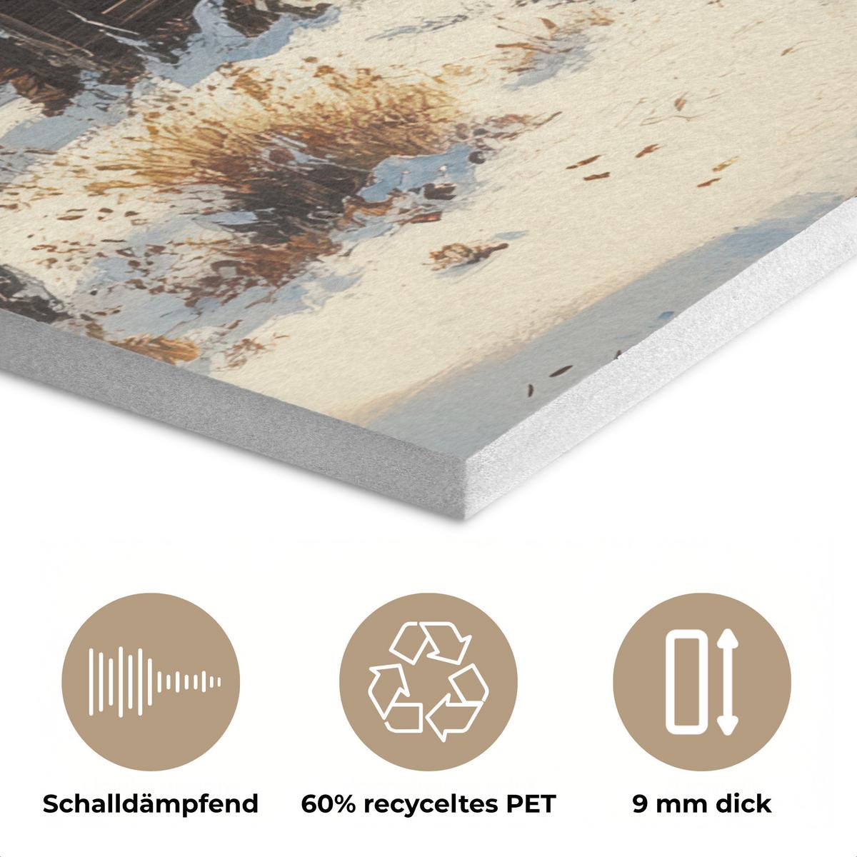 AKUSTIKBILD Winter - Schnee - Zuhause - Natur Wanddeko 70x50 cm - Hellbraun, Kunststoff (70/50/0.9cm) - MuchoWow
