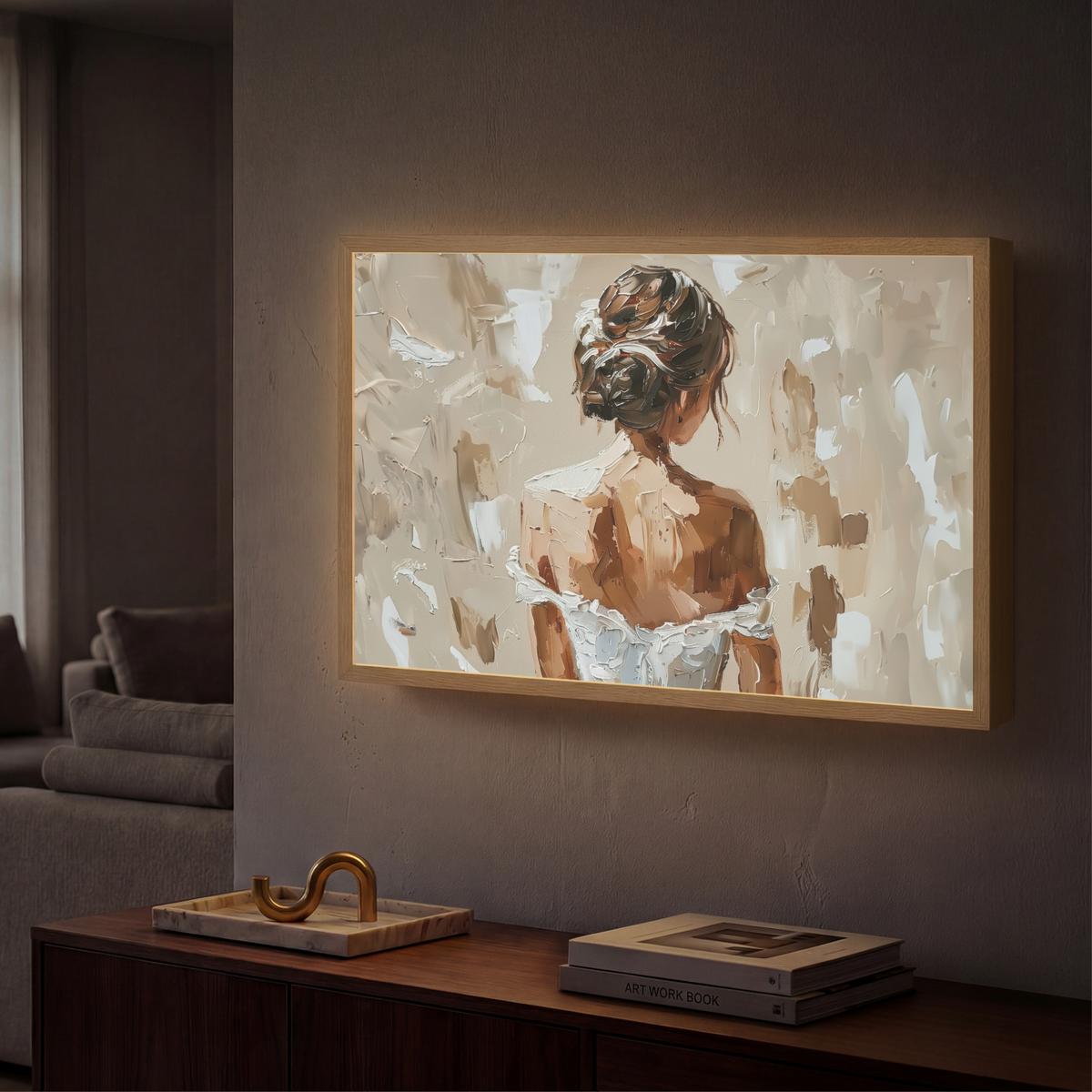 WANDLEUCHTE MIT AKKU Frau - Farbe - Abstrakt - Beige - Modern 60x40 cm - Hellbraun, Holzwerkstoff (60/40/8cm) - OnlyWow