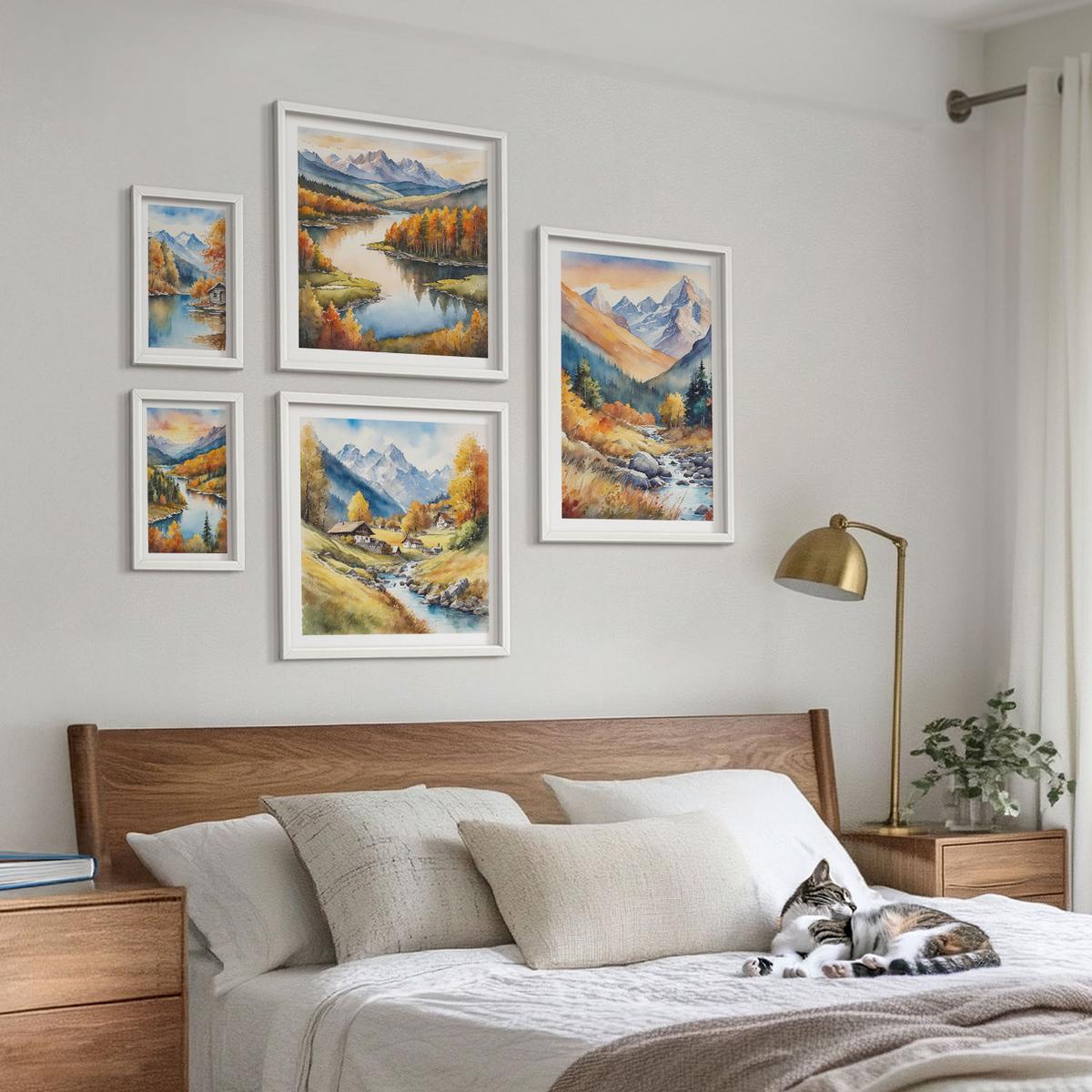 BILDER SET 5er Set - 50x50 cm & 20x30 cm & 40x60 cm Weißer Rahmen - Ansichten der Zitronenarchitektur von Positano - Weiß, Kunststoff (40/60cm) - TULUP