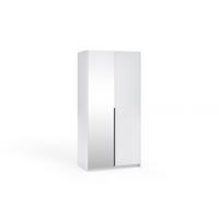 DREHTÜRENSCHRANK THALIA 100/204/58cm 2-türig mit Spiegel Weiß - Weiß, Holzwerkstoff (100/204/58cm) - MASSENO