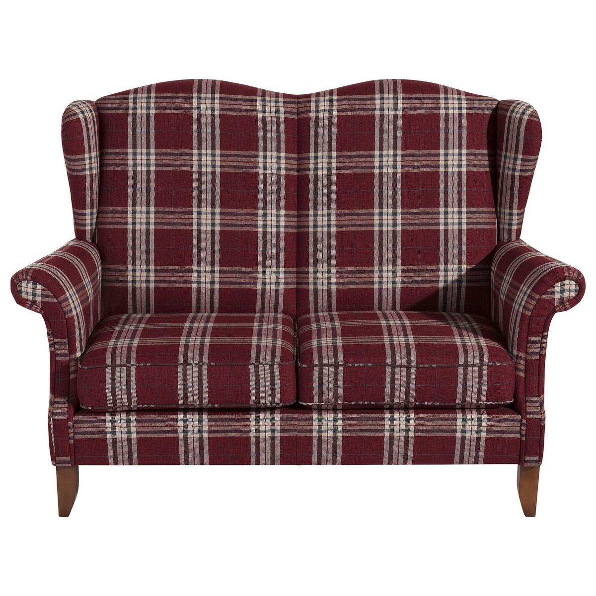 SOFA 2-Sitzer Katria Bezug Flachgewebe Buche nussbaum / rot - Rot, Kunststoff (156/108/86cm) - 58aufmkessel