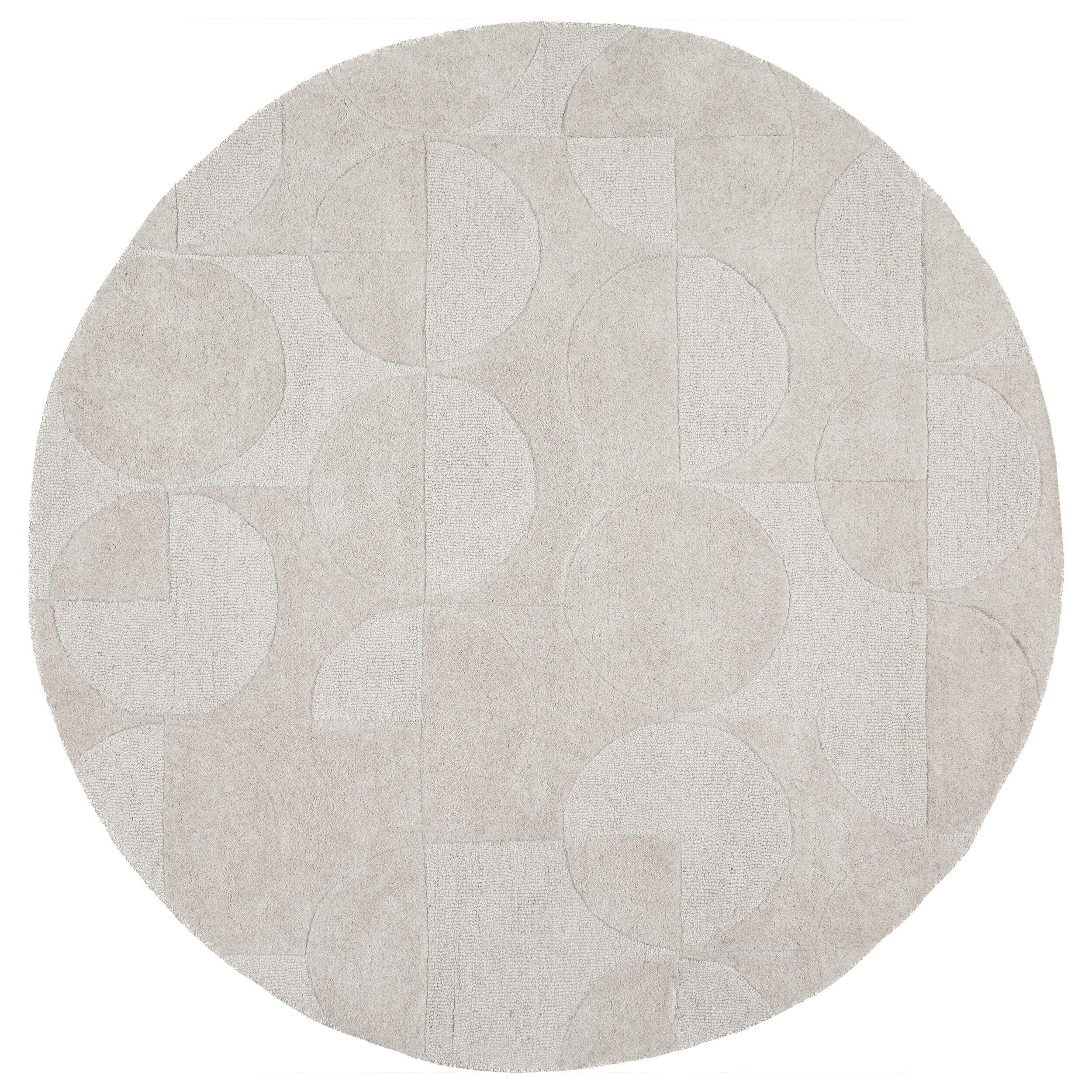WOLLTEPPICH DEBEN, geometrisch, aus Wolle, Elfenbein, Ø 160 cm - Champagner, Textil (160/160cm) - KADIMA DESIGN