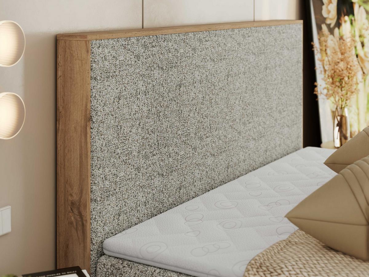 BOXBETT WOOD CLASSIC 160/200 - Beige Strukture - H4 - Beige, Textil (160/200cm) - MKS