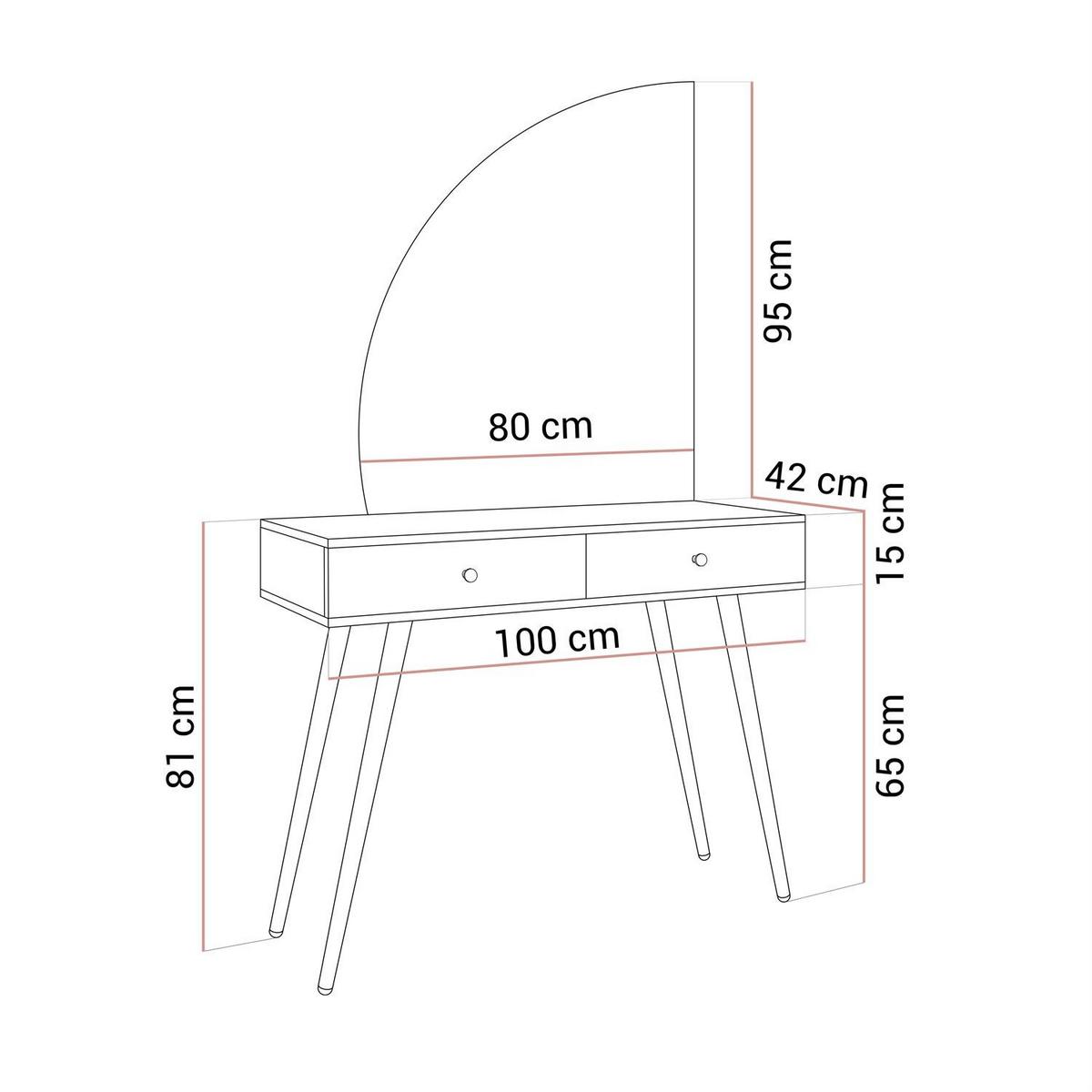 SCHMINKTISCH SIENNA-QS KASCHMIR mit LED-Spiegel PUSH OPEN - Kaschmir, Holzwerkstoff (100/81/42cm) - Lookway