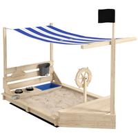 SANDKASTEN Sandkiste groß mit Abdeckung im Schiff Design Matschekiste aus Holz - Naturfarben, Holz (180/103/144.5cm) - Outsunny