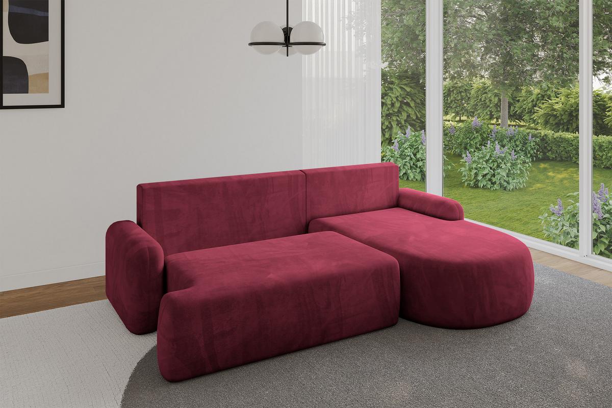 ECKSOFA mit Schlaffunktion und Bettkasten LIRA-L - 264x172x89 Bordeauxrot - Bordeaux, Holzwerkstoff/Textil (172/264cm) - ALTDECOR