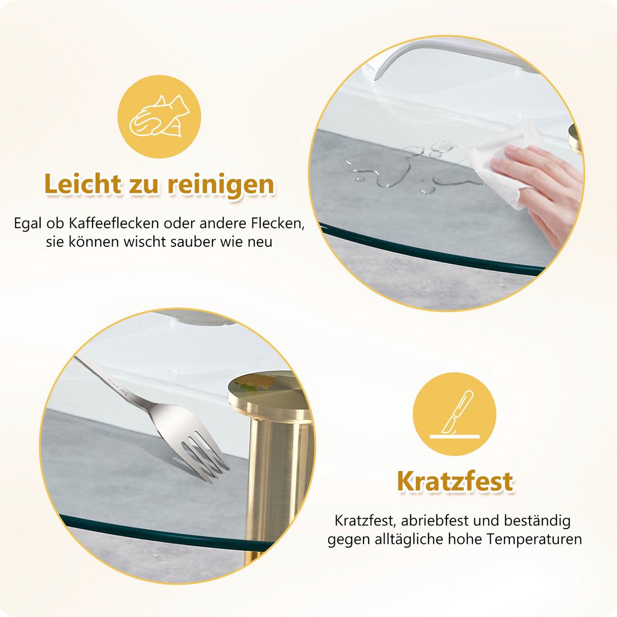 BARTISCH runder glas & gold Ø 89 cm mit trompetenfuß - Goldfarben, Glas (89/89/92cm) - Urban Meuble