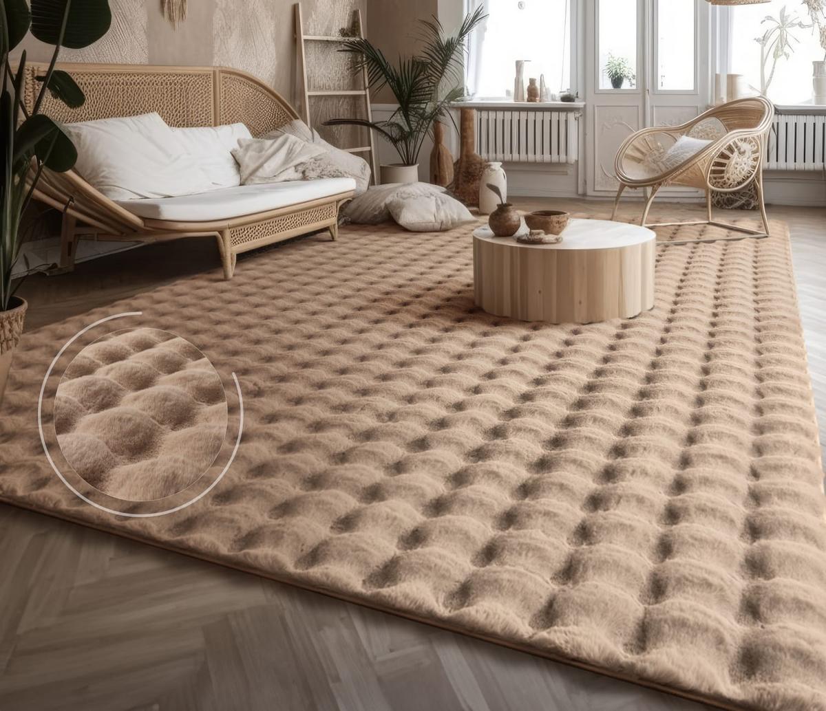 HOCHFLORTEPPICH Rauten Beige 120 x 160 cm - Beige, Kunststoff (120/160cm) - TT Home
